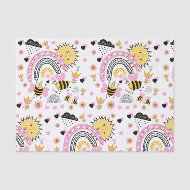 Papel De Seda Rainhas Bees Bonitas BFF, Menina, Presentes Rosa (Frente )