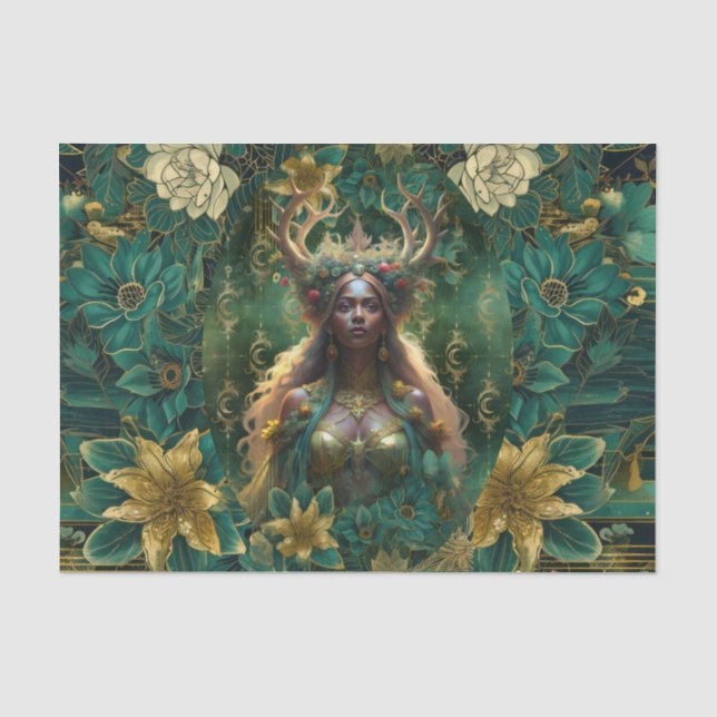 Papel De Seda Rainhas Esmeralda Fantasia da Floresta Decoupage (Frente )