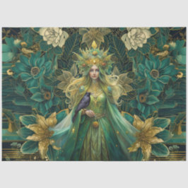 Papel De Seda Rainhas Esmeralda Fantásticas da Decoupagem da Flo
