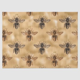 Papel De Seda Rainhas Negras Abelhas na Dourada Decoupage