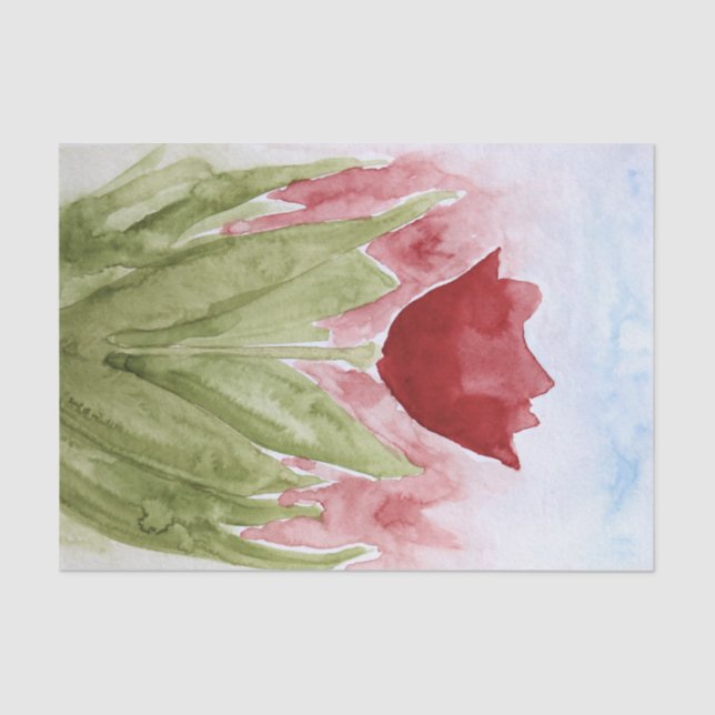 Papel De Seda Rainy Day Tulipes Primavera aquarela (Frente )