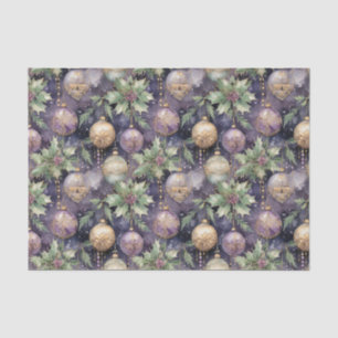 Papel De Seda Raio de Luxo Roxo e Dourado Esplendor de Natal