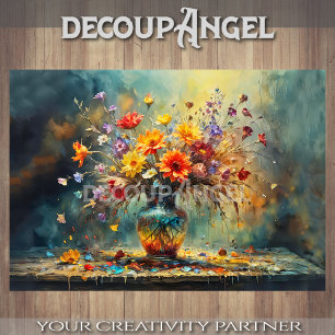 Papel De Seda Raiz Floral de Cores - Decoupage -