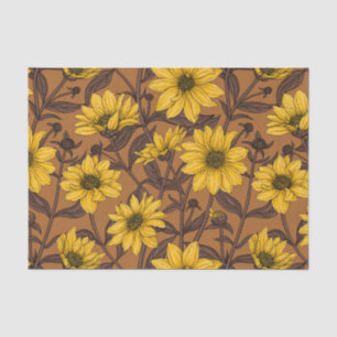 Papel De Seda Raízes solares, girassol selvagem, amarelo e casta