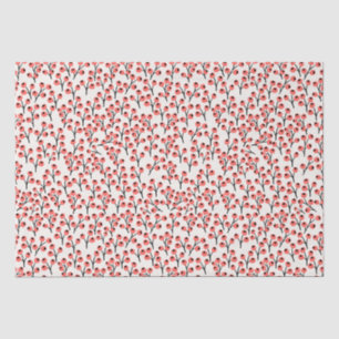 Papel De Seda Ramais de Natal pintados à mão Berries Red White