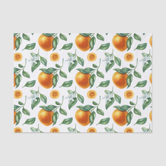 Papel De Seda Ramais de tangerina, Folhas e Flores (Frente )