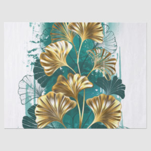 Papel De Seda Ramificação com Ouro deixa Ginko Biloba
