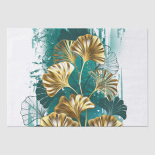 Papel De Seda Ramificação com Ouro deixa Ginko Biloba
