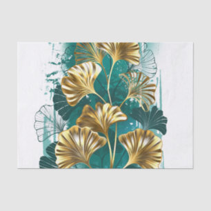 Papel De Seda Ramificação com Ouro deixa Ginko Biloba