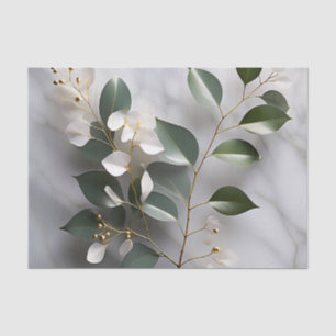 Papel De Seda Ramificação de Eucalyptus Minimalista em Marble