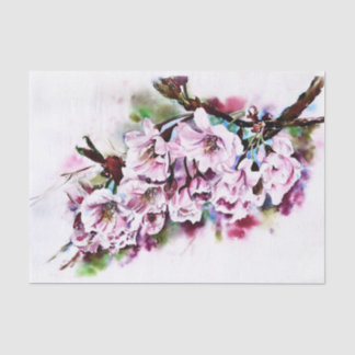 Papel De Seda Ramificação do Blossom de Aquarela para Decoupage