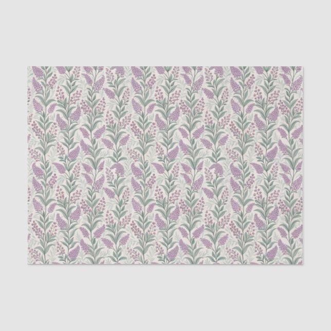 Papel De Seda Raminhos Florais de Lavanda Botânica Francesa (Frente )