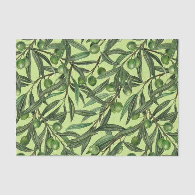 Papel De Seda ramos de oliveira em verde de melada (Frente )