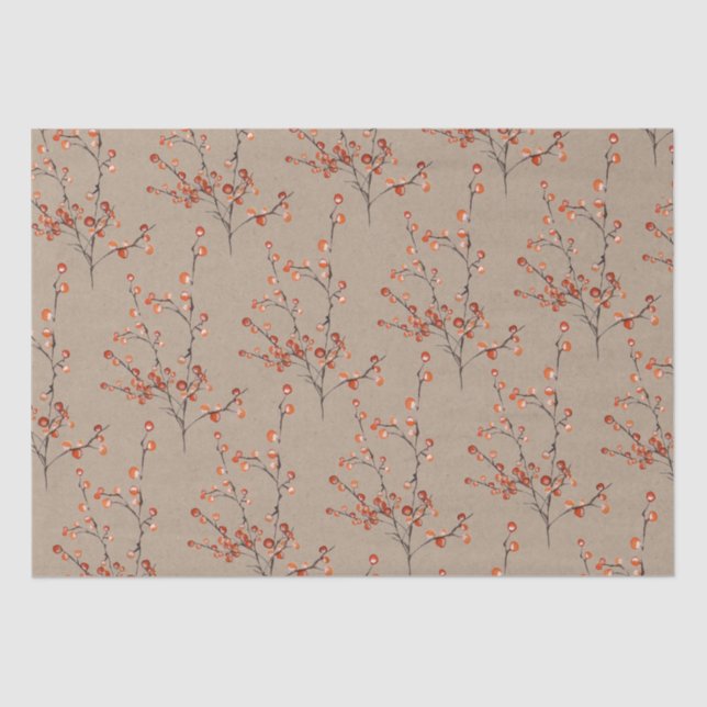 Papel De Seda Ramos Rustic Kraft Red Ilex Berry (Frente )