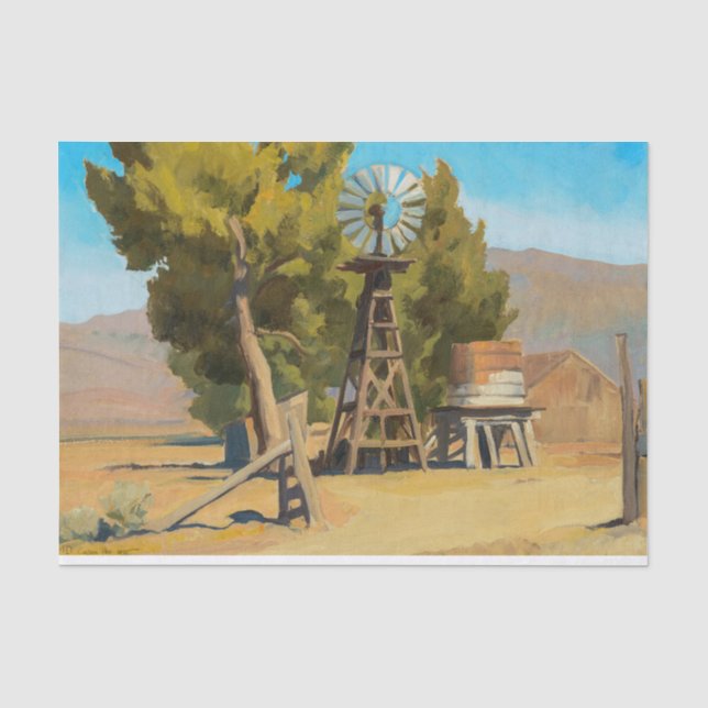 Papel De Seda Ranch Windmill, Carson, Nevada por Maynard Dixon (Frente )