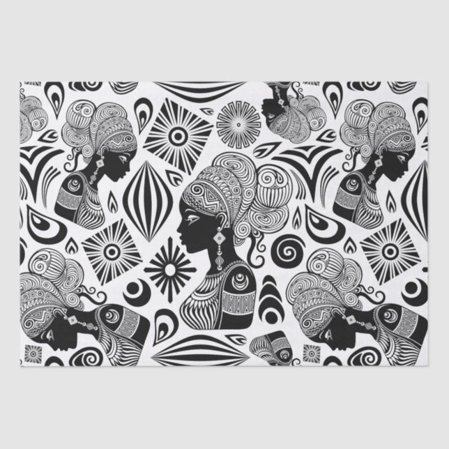 Papel De Seda Rapariga africana Retrato Tribal Tatuagem (Frente )