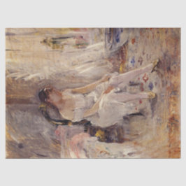 Papel De Seda Rapariga colocando suas meias (por Berthe Morisot)