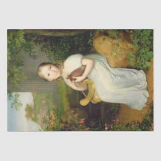 Papel De Seda Rapariga com retrato de pássaro de Louise como cri