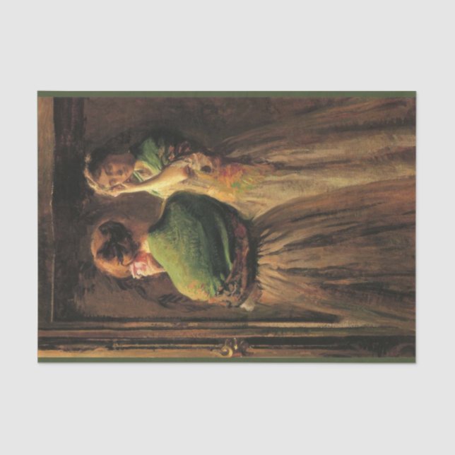 Papel De Seda Rapariga com um Saco Verde (por Joseph DeCamp) (Frente )