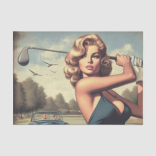 Papel De Seda Rapariga de Golfe Retro