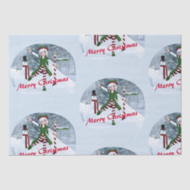 Papel De Seda Rapariga de Natal numa Floresta de inverno