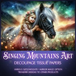 Papel De Seda Rapariga de Paisagem Magnética com Decoupage de Ca