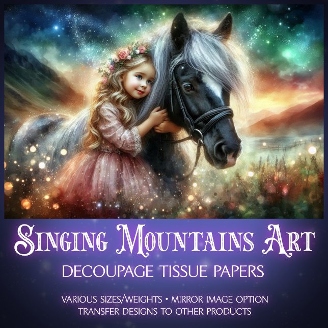 Papel De Seda Rapariga de Paisagem Magnética com Decoupage de Ca (Criador carregado)