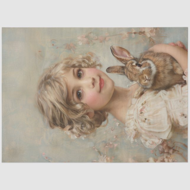 Papel De Seda Rapariga e seu coelho pintam a dissociação (Frente )