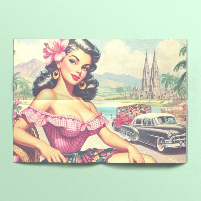 Papel De Seda Rapariga hispânica de beleza retrô (Criador carregado)
