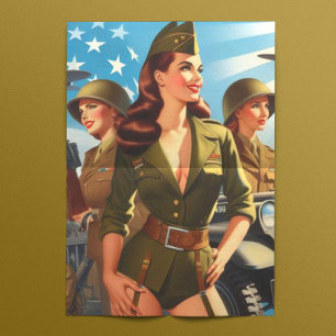 Papel De Seda Rapariga Militar Vintage