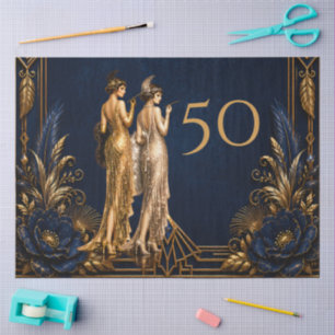 Papel De Seda Raparigas flapper do Art Deco decoupage do 50º Gat