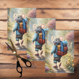 Papel De Seda Rapaz corajoso a caminho da escola