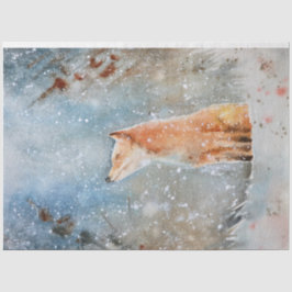 Papel De Seda Raposa Caprichosa em Aquarela na Floresta de Natal