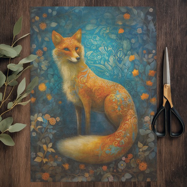 Papel De Seda Raposa Florestal Decorativa (Elegant Woodland Fox Tissue Paper)