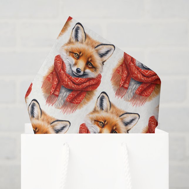 Papel De Seda Raposa Fofa com um Padrão de Imagem de Outono de C (Sacola de presentes)