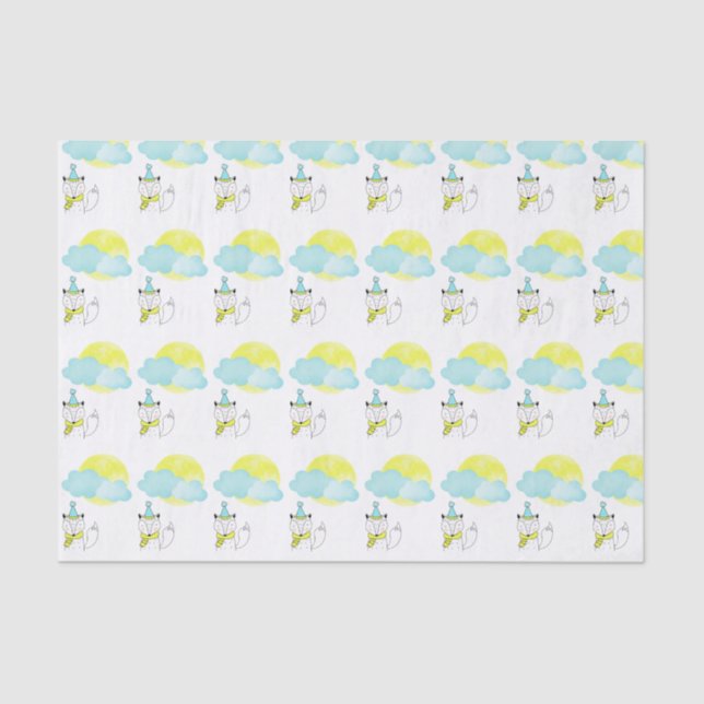 Papel De Seda Raposa, Lua E Nuvens (Frente )