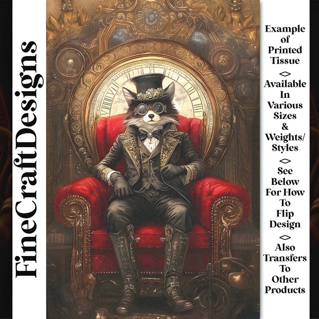 Papel De Seda Raposa Steampunk no Trono AC1 Decoupagem (Criador carregado)