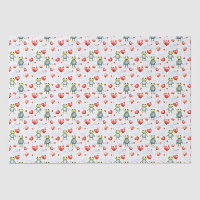 Papel De Seda Rãs e flores vermelhas (Frente )