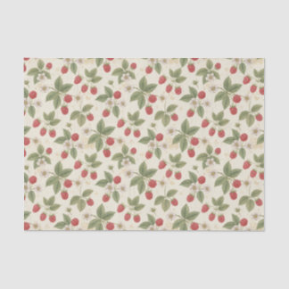 Papel De Seda Raspberry Fruit Bunches with Leaves and Blossom 