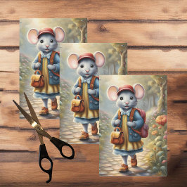 Papel De Seda Rato bonito a caminho da escola