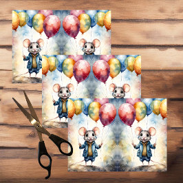 Papel De Seda Rato bonito com balões coloridos, personalizado