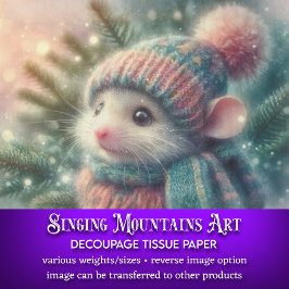 Papel De Seda Rato de Natal na desoupage do Chapéu de Cozy Winte