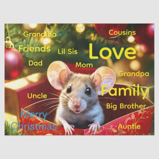 Papel de Seda Rato Feliz Natal (Frente )