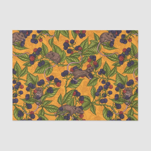 Papel De Seda Ratos e amoras amarelas (Frente )