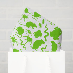 Papel De Seda Ratos - Padrão de horror - Ratos Crawly Verde