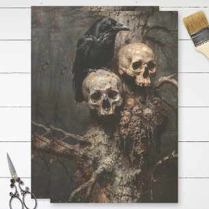 Papel De Seda Raven e Skulls Espantam o Tecido de Decoupage