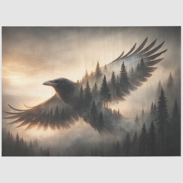 Papel De Seda Raven Forest Silhouette Decoupage Paper (Frente )
