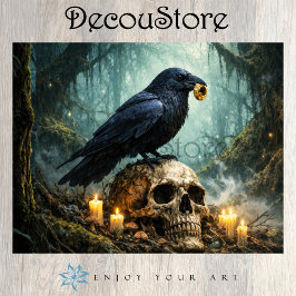 Papel De Seda Raven on Skull in the Forest Decoupage