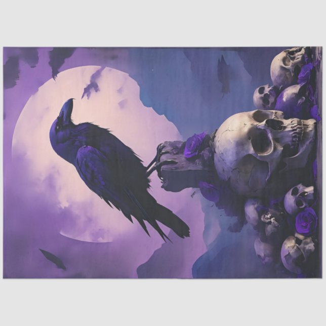 Papel De Seda Raven Skull (Frente )