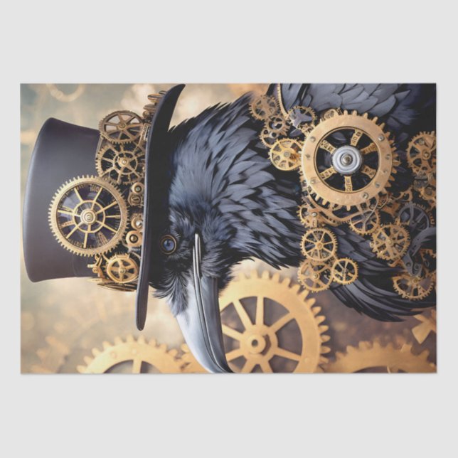 Papel De Seda Raven Steampunk Art (Frente )